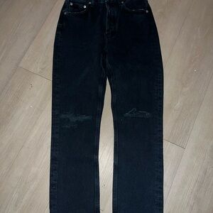 AGOLDE Women's High Rise Straight Crop Jeans - Black Riley 24